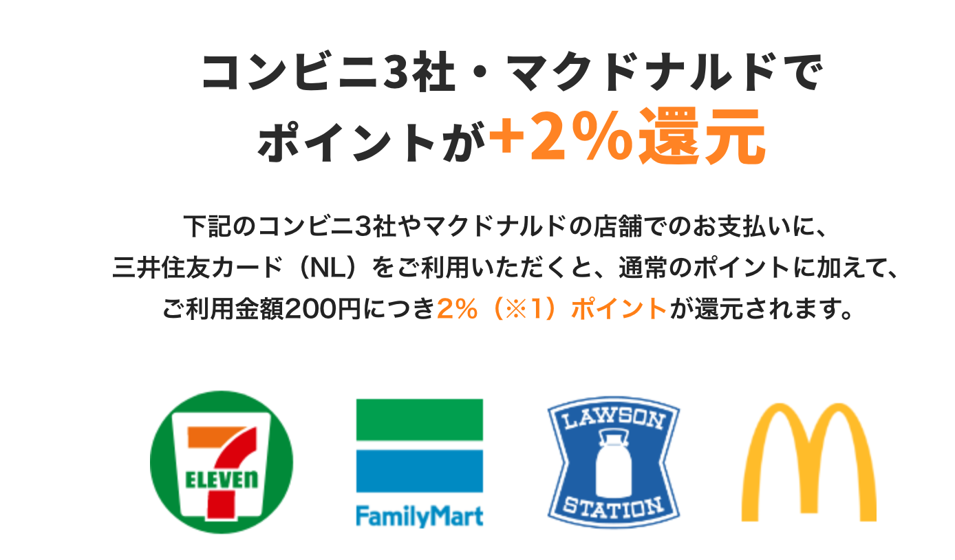 三井住友カードをコンビニやマクドナルドでタッチ払いすると最大5％還元！